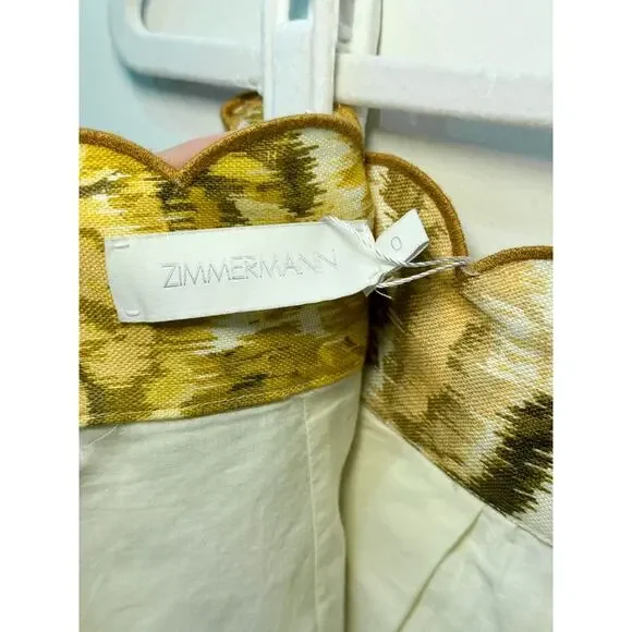 Zimmermann Aliane Scallop High Waisted Paperbag Short Amber Floral Womens Size 0 - Picture 5 of 6